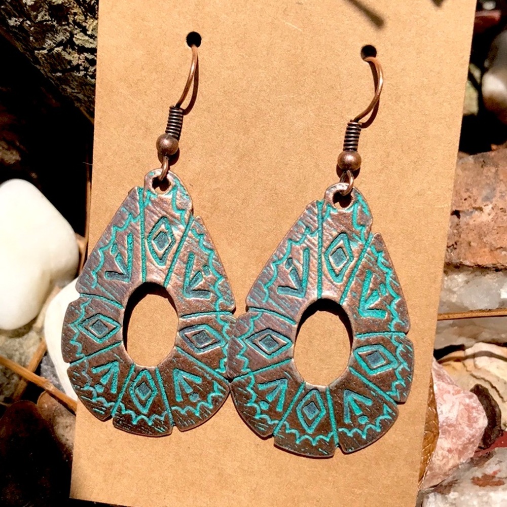 NEW Bohemian Bronze/Turquoise Earrings